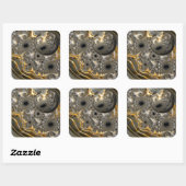 銀と金ゴールドのステッカーの球形バレエ スクエアシール (シート)