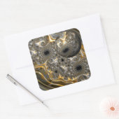 銀と金ゴールドのステッカーの球形バレエ スクエアシール (封筒)