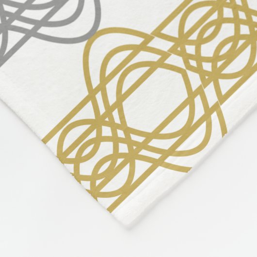 銀と金ゴールドのパターン フリースブランケット (角)