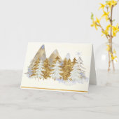 銀と金ゴールドの冬の風景グリーティングカード カード (黄色い花)