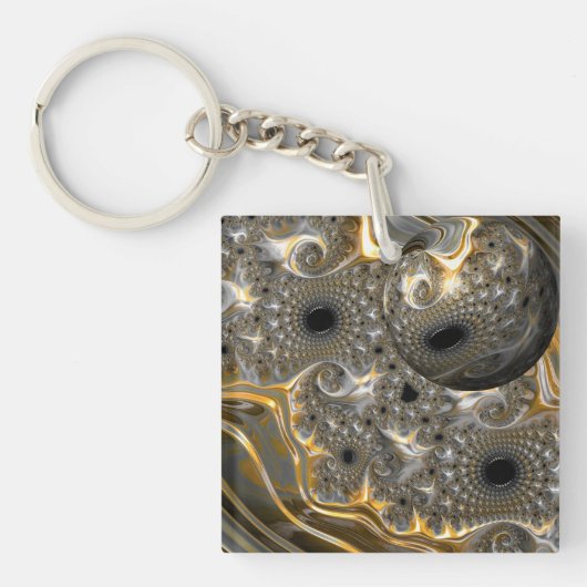 銀と金ゴールドの球形バレエ キーホルダー (正面)