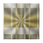 銀と金ゴールドの金属抽象芸術 タイル (正面)