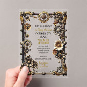 銀と金ゴールドゴシック金属スチームパンク結婚ズ アクリル招待状 (インサイチュ (ポータブル))