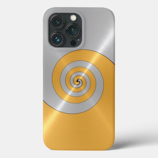 銀と金ゴールドステンレスシャイニーメタルルックケースマ Case-Mate iPhoneケース (裏面)