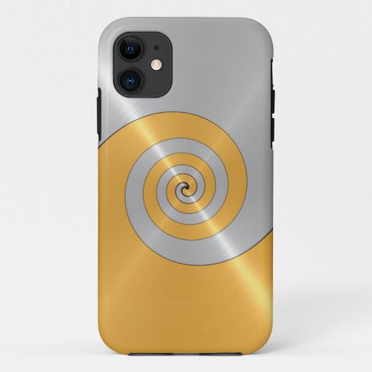 銀と金ゴールドステンレス光沢のある金属の旋回 Case-Mate iPhoneケース (裏面)
