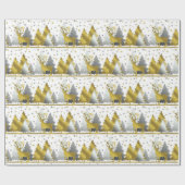 銀と金ゴールドトナカイのクリスマスパーティーラップ ラッピングペーパー (フラット)