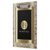 銀と金ゴールドフローラダマスク クリップボード (左)