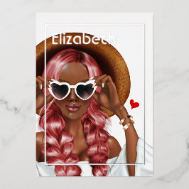 銀と金ゴールド夏の誕生日パーティーフォイルインビタット 箔招待状