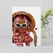 銀と金ゴールド夏の誕生日パーティーフォイルインビタット 箔招待状 (立ち正面)