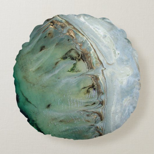 銀と金ゴールド抽象芸術イラストレーション ラウンドクッション (正面)