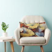 銀と金ゴールド象の耳植物の葉パターン ランバークッション (椅子)