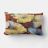 銀と金ゴールド象の耳植物の葉パターン ランバークッション (正面)