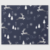 銀と青のクリスマス ラッピングペーパー (フラット)