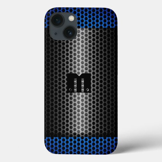 銀と青のステンレス鋼金属穴 Case-Mate iPhoneケース (裏面)