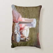 銀と青のフローラプレート アクセントクッション (裏面(縦))