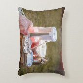 銀と青のフローラプレート アクセントクッション (正面(垂直))