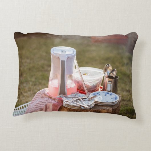 銀と青のフローラプレート アクセントクッション (裏面)