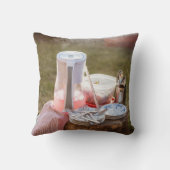 銀と青のフローラプレート クッション (裏面)