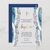 銀と青のミネラルストーンのバプテスマありがとう ポストカード (正面/裏面)