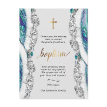 銀と青のミネラルストーンのバプテスマありがとう