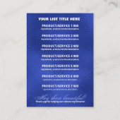 銀と青の商品価格表 名刺 (裏面)