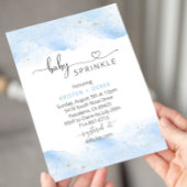 銀と青の水色の赤ちゃんシャワー散水 招待状