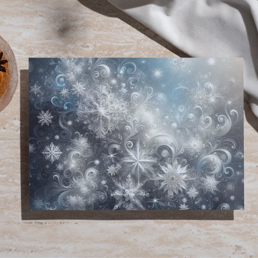 銀と青の雪の結晶のティッシュペーパー 薄葉紙