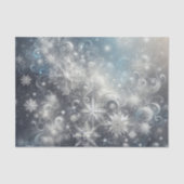 銀と青の雪の結晶のティッシュペーパー 薄葉紙 (正面)