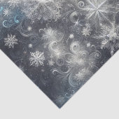 銀と青の雪の結晶のティッシュペーパー 薄葉紙 (詳細)