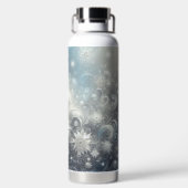 銀と青の雪片の冬 ウォーターボトル (背面)
