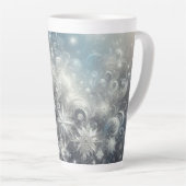 銀と青の雪片の冬 カフェラテマグ (右アングル)