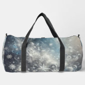 銀と青の雪片の冬 ダッフルバッグ (正面)