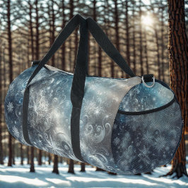 銀と青の雪片の冬 ダッフルバッグ