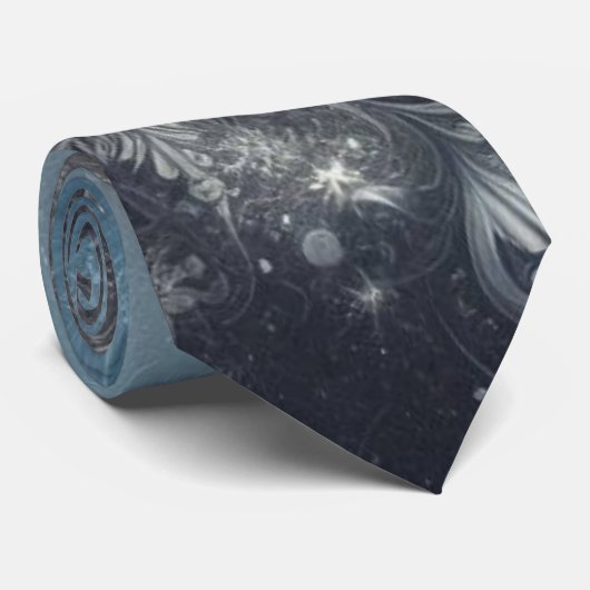 銀と青の雪片の冬 ネクタイ (ロール)
