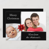 銀と黒のカスタムエレガント写真 シーズンカード (正面/裏面)