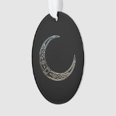 銀と黒のケルトの三日月 オーナメント (正面)