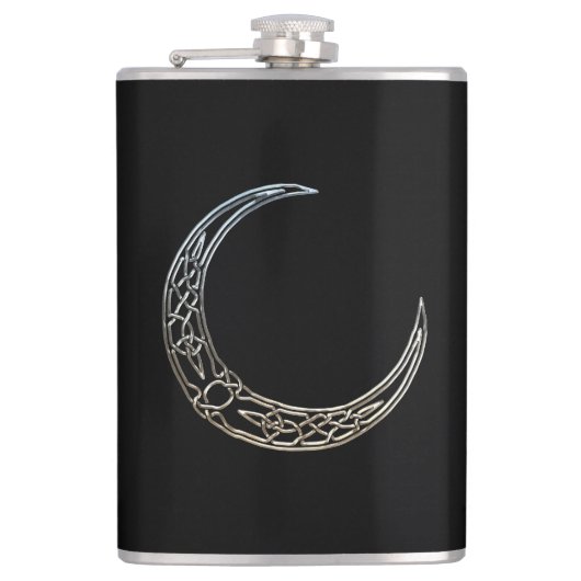 銀と黒のケルト三日月 フラスク (正面)