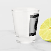 銀と黒のダイヤモンド形状ショットガラス ショットグラス (左)