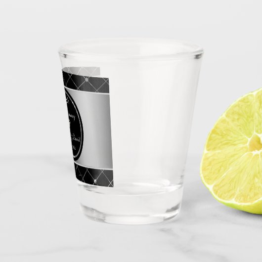 銀と黒のダイヤモンド形状ショットガラス ショットグラス (右)