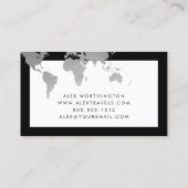 銀と黒の世界地図旅国際的行 名刺 (裏面)