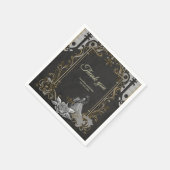 銀と黒の優雅さ。 スタンダードカクテルナプキン (角)