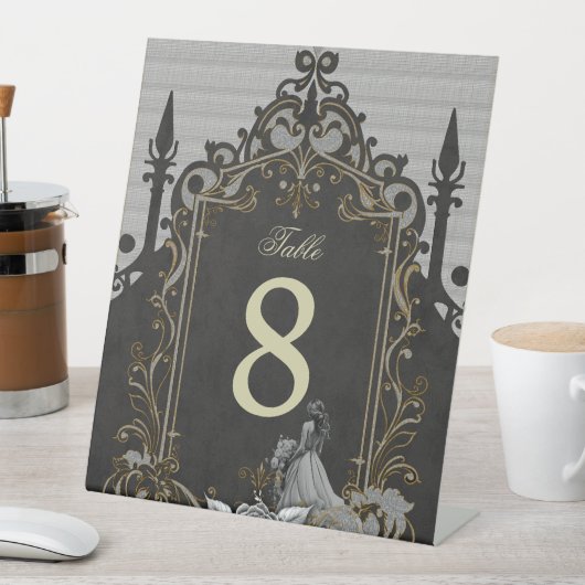 銀と黒の優雅さ。 台座サイン (インサイチュ)