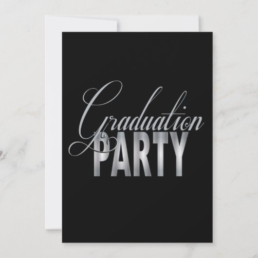 銀と黒の卒業パーティー招待状 招待状 (裏面)