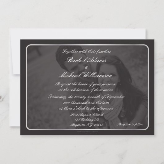 銀と黒の結婚式招待状 招待状 (裏面)