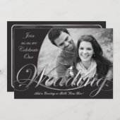 銀と黒の結婚式招待状 招待状 (正面/裏面)