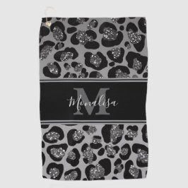 銀と黒の輝きを放つモノグラーパーソナライズされたム ゴルフタオル