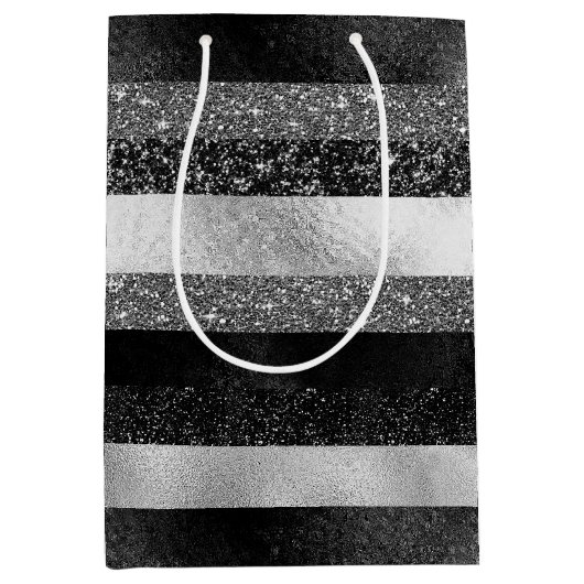 銀と黒の輝き ミディアムペーパーバッグ (正面)