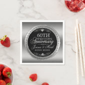 銀と黒の60結婚周年 スタンダードカクテルナプキン (インサイチュ)