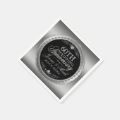 銀と黒の60結婚周年 スタンダードカクテルナプキン (角)