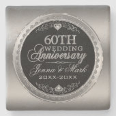 銀と黒の60結婚周年 ストーンコースター (正面)